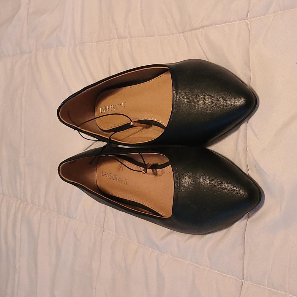Black Lane Bryant flats size 8W